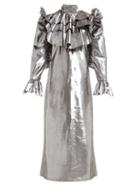 Matchesfashion.com Harris Reed - Ruffled Metallic Midi Dress - Womens - Silver