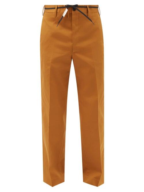 Marni - Logo-embroidered Cotton-twill Chinos - Mens - Brown