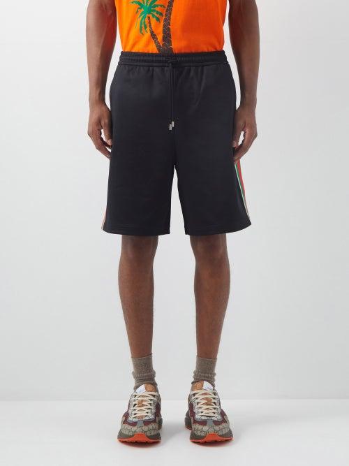 Gucci - Web-stripe Cotton-piqu Shorts - Mens - Black