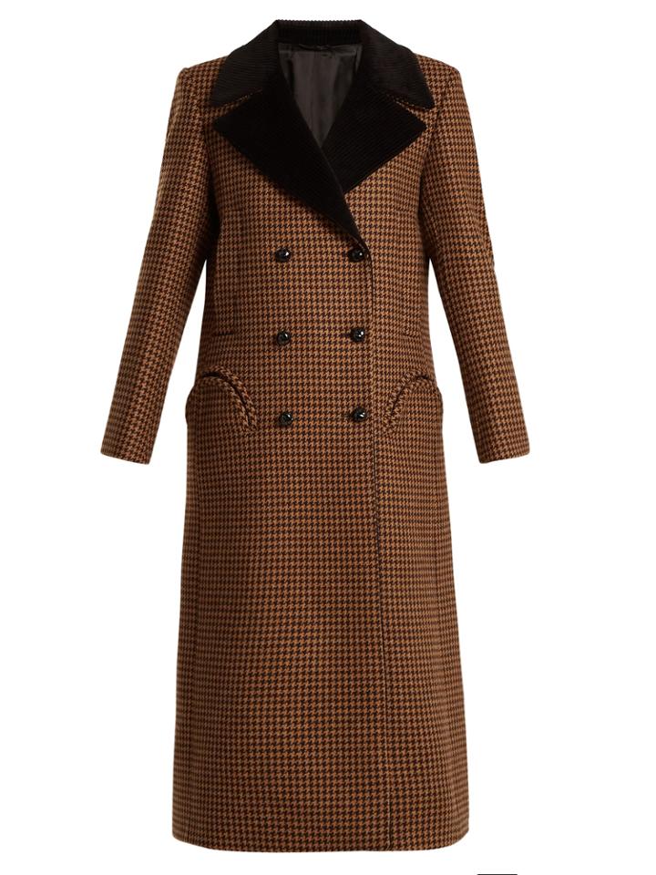Blazé Milano Tamarillo Velvet-lapel Hound's-tooth Coat