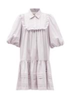 Matchesfashion.com Lee Mathews - Anika Puff-sleeve Striped Cotton Mini Dress - Womens - Light Pink