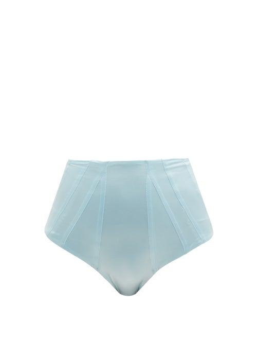 Ladies Beachwear Isa Boulder - Course High-rise Panelled Metallic Bikini Briefs - Womens - Light Blue