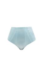 Ladies Beachwear Isa Boulder - Course High-rise Panelled Metallic Bikini Briefs - Womens - Light Blue