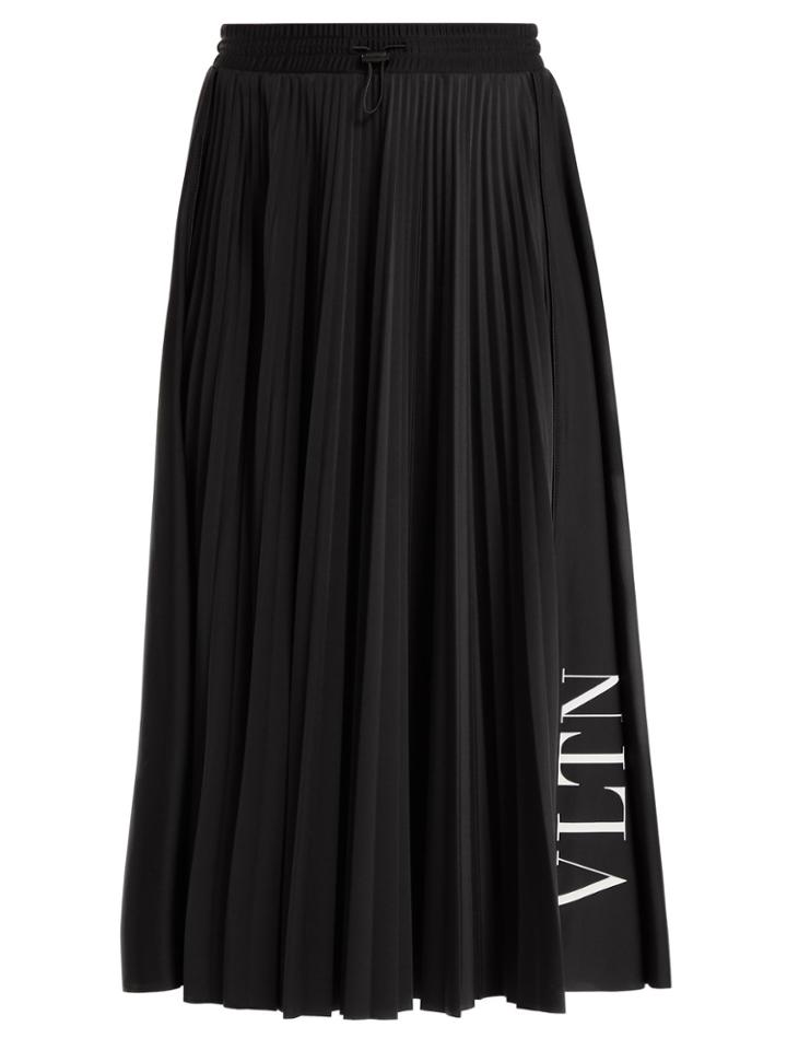 Valentino Pleated Jersey Midi Skirt