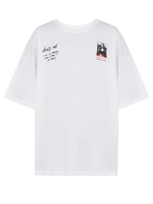 Matchesfashion.com Off-white - Oversized Mona Lisa Print Cotton T Shirt - Mens - White