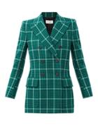 Matchesfashion.com Saint Laurent - Double-breasted Prince Of Wales-check Wool Blazer - Womens - Green Multi