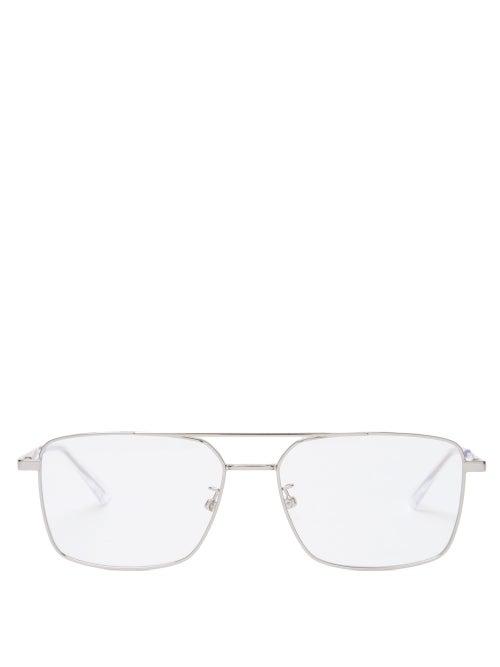 Matchesfashion.com Bottega Veneta - Aviator Metal Glasses - Mens - Grey