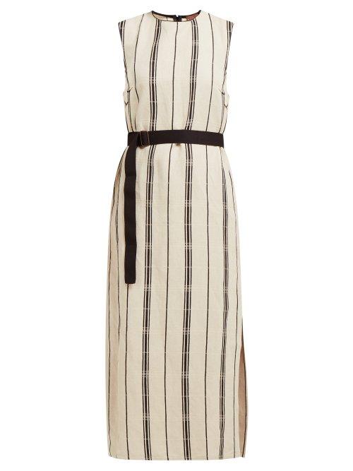 Matchesfashion.com Albus Lumen - Temara Striped Cotton Blend Tunic Dress - Womens - Nude