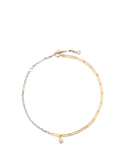 Yvonne Lon - Mixed-chain Diamond & 18kt-gold Anklet - Womens - Gold Multi