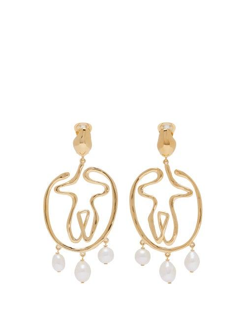 Matchesfashion.com Chlo - Femininities Pearl Drop Earrings - Womens - Gold