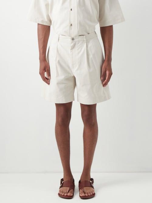 Le17septembre Homme - Pleated Denim Shorts - Mens - Beige