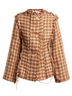 Matchesfashion.com Matty Bovan - Single Breasted Frayed Tweed Jacket - Womens - Brown Multi