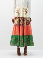 Rianna + Nina - Kendima Volant Patchwork Vintage-cotton Skirt - Womens - Multi