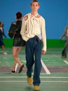 Y/project - Asymmetric Folded-waist Straight-leg Jeans - Mens - Navy