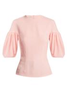 Matchesfashion.com Emilia Wickstead - Sybil Balloon Sleeve Crepe Blouse - Womens - Light Pink