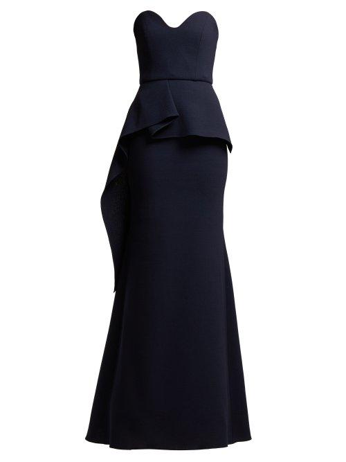 Matchesfashion.com Roland Mouret - Bond Strapless Wool Crepe Gown - Womens - Navy