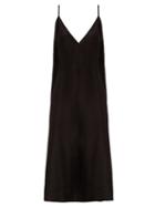 Matchesfashion.com Raey - Fitted Deep V Neck Silk Slip Dress - Womens - Black
