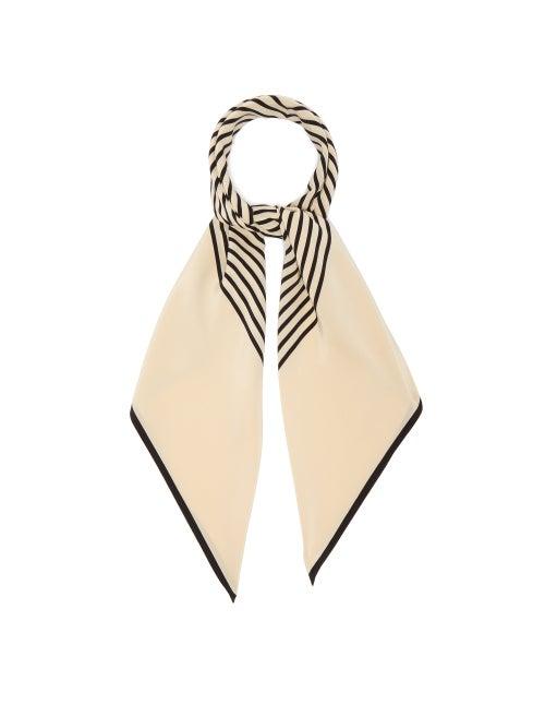 Matchesfashion.com Totme - Venezia Logo-print Silk Scarf - Womens - Cream