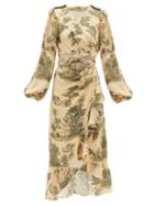 Matchesfashion.com Johanna Ortiz - Al Son Del Tambor Silk Georgette Wrap Dress - Womens - Green Multi