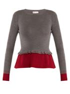 Redvalentino Peplum Contrast-hem Wool Sweater