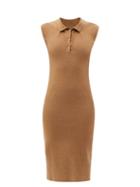 Matchesfashion.com Jacquemus - Santon Open-collar Knitted-linen Midi Dress - Womens - Dark Beige