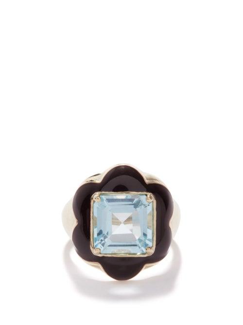Bea Bongiasca - Give Them Flowers Topaz, Enamel & 9kt Gold Ring - Womens - Brown Multi