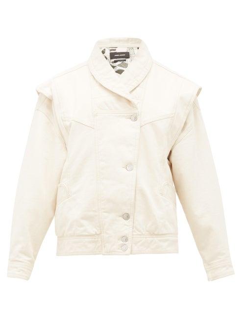 Matchesfashion.com Isabel Marant - Eriala Detachable-sleeves Denim Jacket - Womens - Ivory