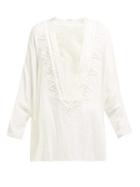 Matchesfashion.com Saint Laurent - Passementerie Trim Cotton Blend Voile Blouse - Womens - Ivory