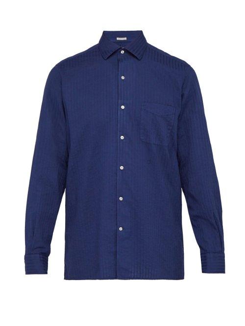 Matchesfashion.com Massimo Alba - Striped Cotton Shirt - Mens - Navy