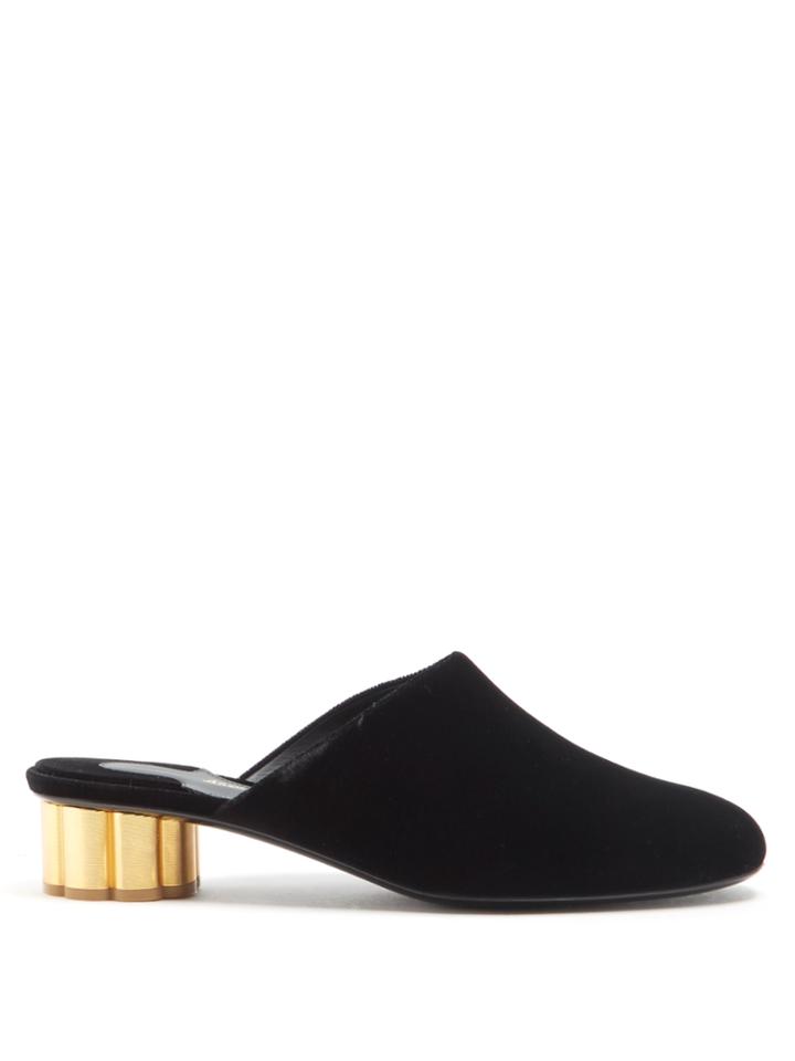Salvatore Ferragamo Livornov Flower-heel Velvet Mules