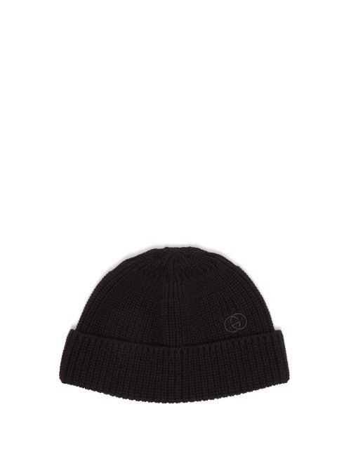 Matchesfashion.com Gucci - Gg-embroidered Cotton-knit Beanie - Mens - Black