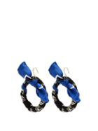 Matchesfashion.com Balenciaga - Silk-twill Hoop Drop Earrings - Womens - Blue