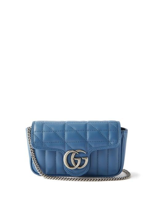 Gucci - Gg Marmont Super-mini Matelass-leather Bag - Womens - Blue