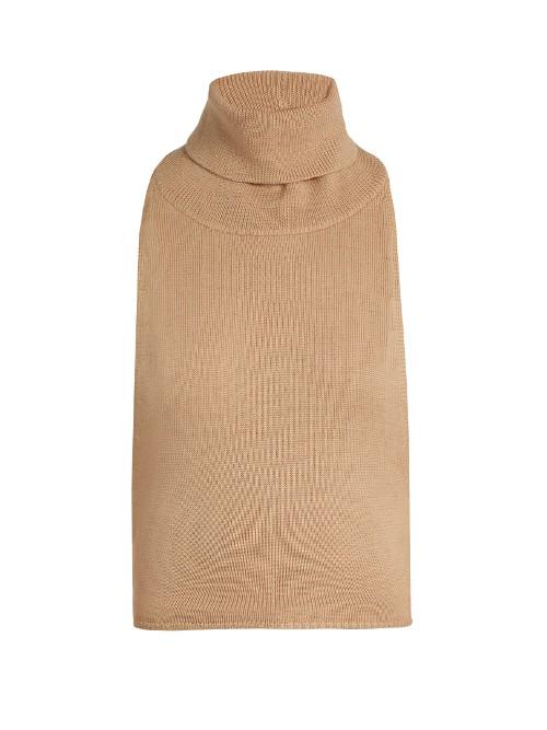 Palmer/harding Roll-neck Backless Wool-knit Top