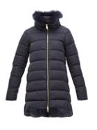 Matchesfashion.com Herno - Cashmere Trimmed Satin Shell Down Coat - Womens - Navy