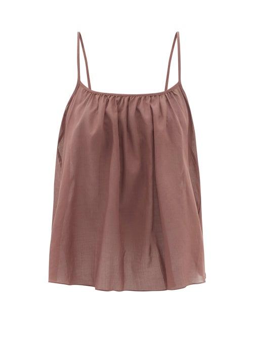 Loup Charmant - Scoop-neck Organic-cotton Cami Top - Womens - Brown