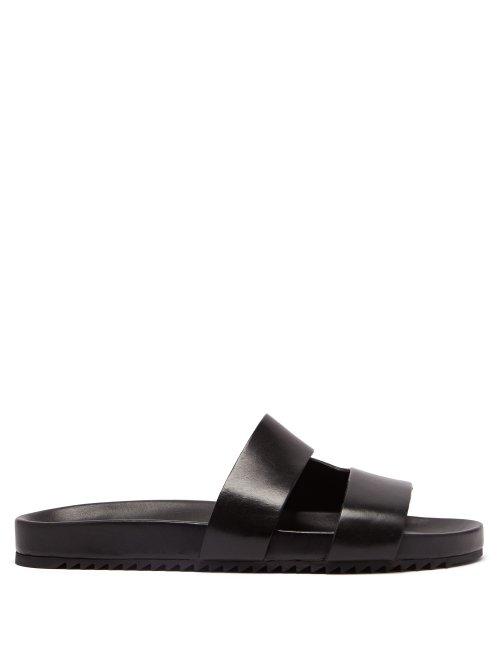 Matchesfashion.com Grenson - Chadwick Two Strap Leather Slides - Mens - Black