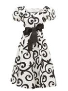 Matchesfashion.com Rodarte - Belted Swirl-print Cloqu Dress - Womens - White Black