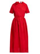 Matchesfashion.com Horror Vacui - Fiorina Cotton Midi Dress - Womens - Red