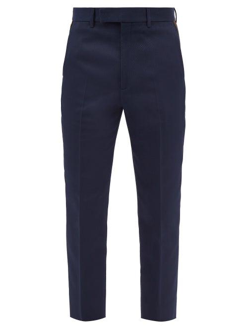 Gucci - Cotton-twill Slim-leg Trousers - Mens - Navy