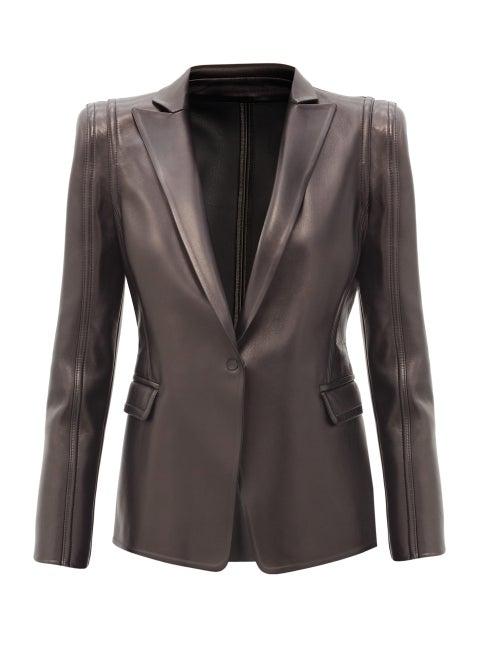 Matchesfashion.com Valentino - Tailored Single-breasted Leather Jacket - Womens - Black