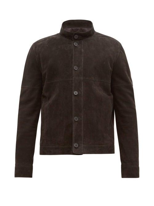 Matchesfashion.com The Row - Allan Single Breasted Panellled Suede Jacket - Mens - Black