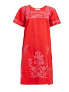 Matchesfashion.com Muzungu Sisters - San Pedro Embroidered Cotton Blend Dress - Womens - Red Multi