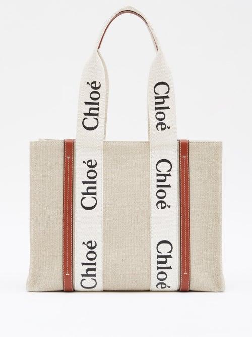 Chlo - Woody Logo-jacquard Canvas Tote Bag - Womens - Beige
