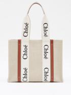 Chlo - Woody Logo-jacquard Canvas Tote Bag - Womens - Beige