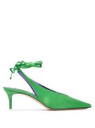 Matchesfashion.com The Attico - Caterina Wraparound Satin Slingback Pumps - Womens - Green