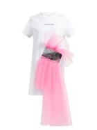 Matchesfashion.com Germanier - Tulle And Crystal Embellished T Shirt Dress - Womens - White Multi