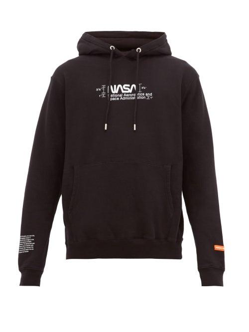 Matchesfashion.com Heron Preston - Nasa Print Cotton Hooded Sweatshirt - Mens - Black White