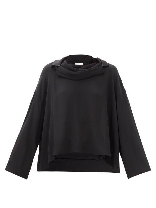 The Row - Sandy Buttoned-scarf Silk-blend Blouse - Womens - Black