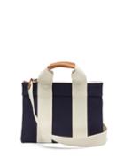Matchesfashion.com Rue De Verneuil - Lady Small Leather-trimmed Canvas Tote Bag - Womens - Navy Multi